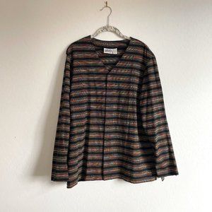 Vintage Chico's Design Striped Snap Jacket